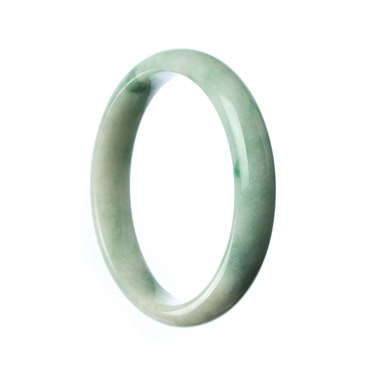 A beautiful pale green jade bracelet in a half moon shape, made from genuine Grade A jade. Perfect for adding a touch of traditional elegance to any outfit.