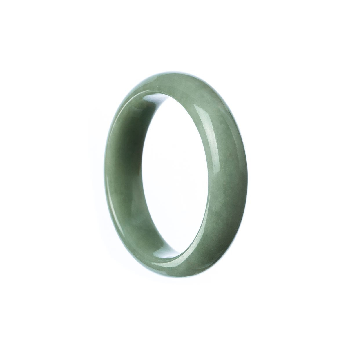 A half-moon shaped, child-sized bangle bracelet made of genuine untreated green jade from MAYS GEMS.
