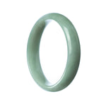 A pale green Burma Jade bangle bracelet with a half-moon shape, untreated and authentic, offered by MAYS GEMS.