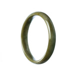 A close-up photo of a beautiful, half-moon shaped jade bangle bracelet in shades of green and brown. The bracelet is made of genuine natural Burma jade and measures 55mm in size. It is a stunning piece of jewelry that adds elegance to any outfit.