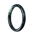 A round, grey Burmese jade bangle bracelet with a diameter of 59mm.