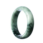 A stunning green jadeite jade bracelet with a half moon design, measuring 58mm. A beautiful and authentic piece from MAYS GEMS.
