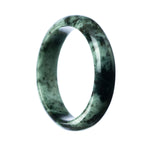 A beautiful half moon-shaped jade bangle, made of genuine Grade A Green Burmese Jade.