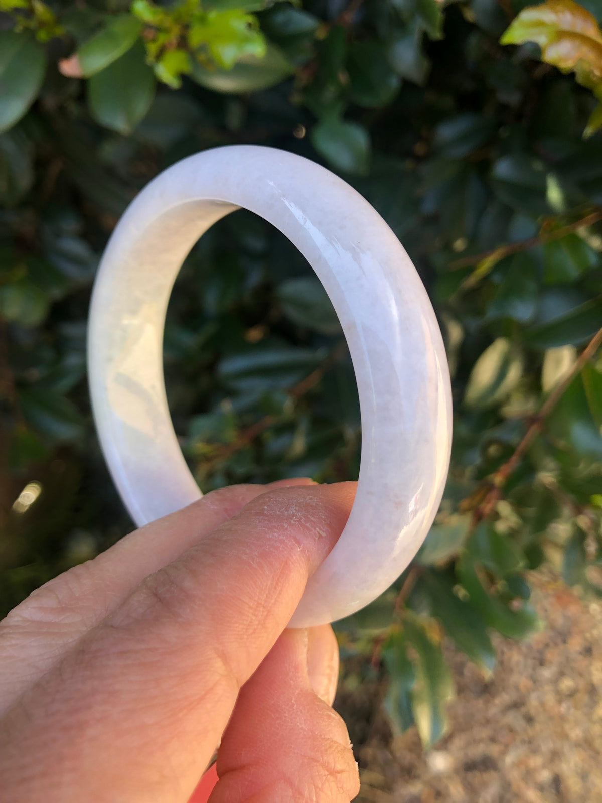 Genuine Grade A Lavender Traditional Jade Bangle Bracelet - 59mm Half Moon