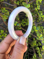 Real Untreated Green with Lavender Jadeite Bangle Bracelet - 56mm Round